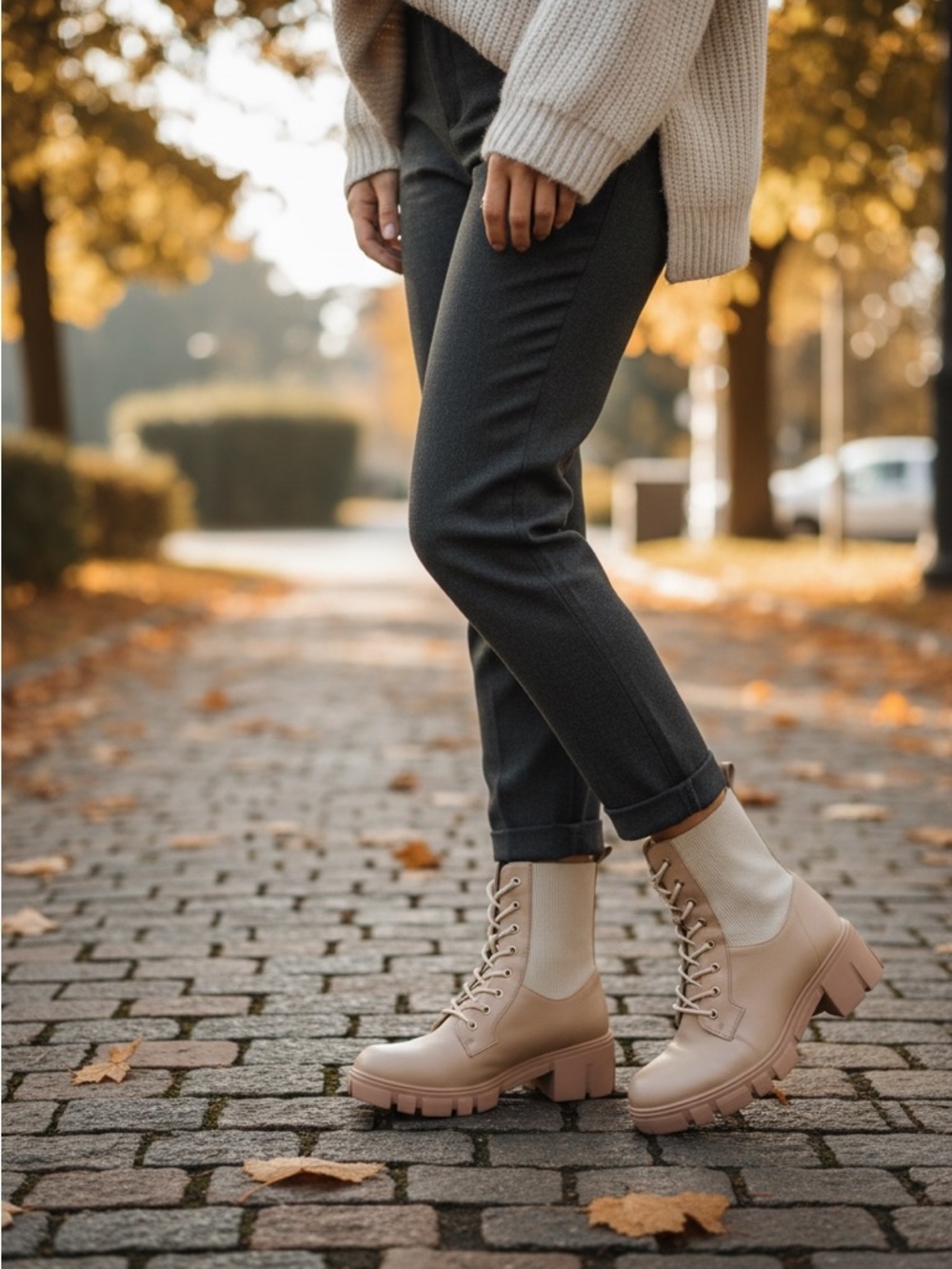 Moon Goddess Boutique Blush Pink Platform Combat Boots